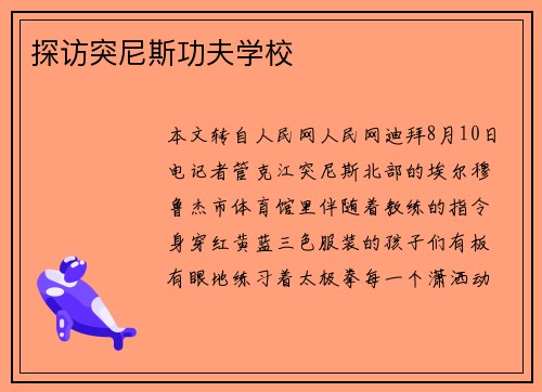 探访突尼斯功夫学校